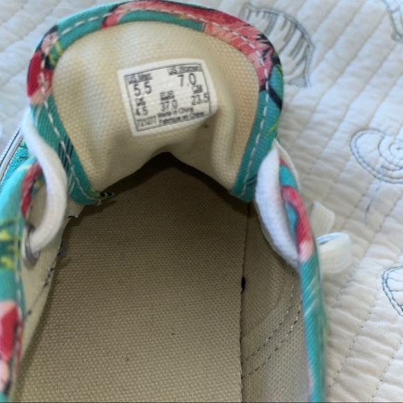 Vans Flamingo Tropical Sneakers Turquoise Pink Canvas Shoes Skate Women 7. - Picture 5 of 7